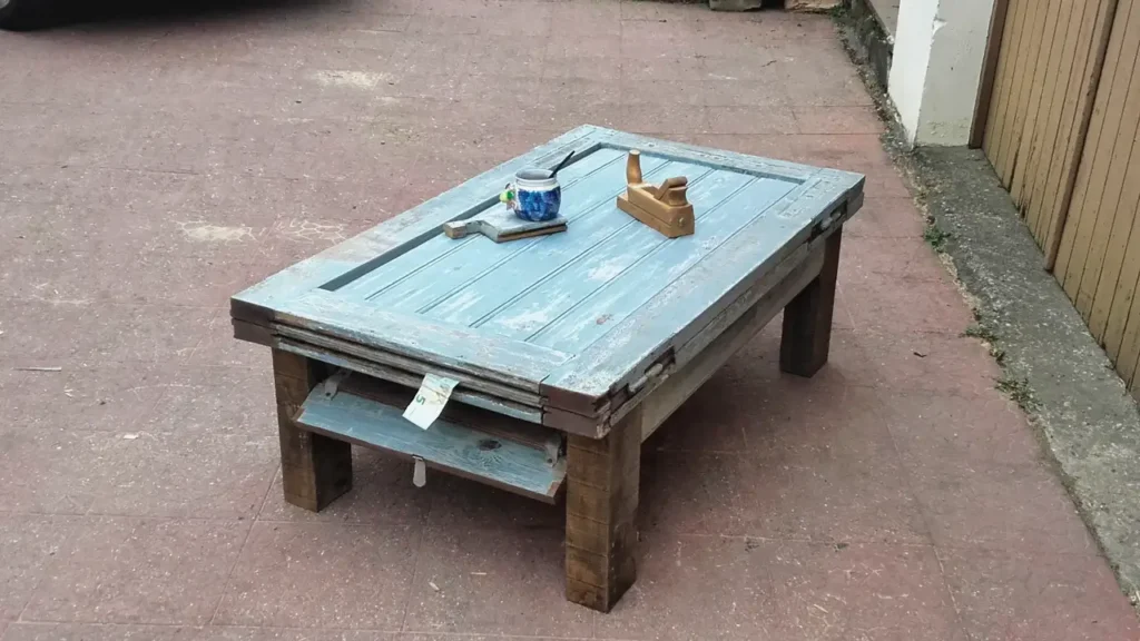 table banc - recycle art, recup art - dessus - joeldecaix